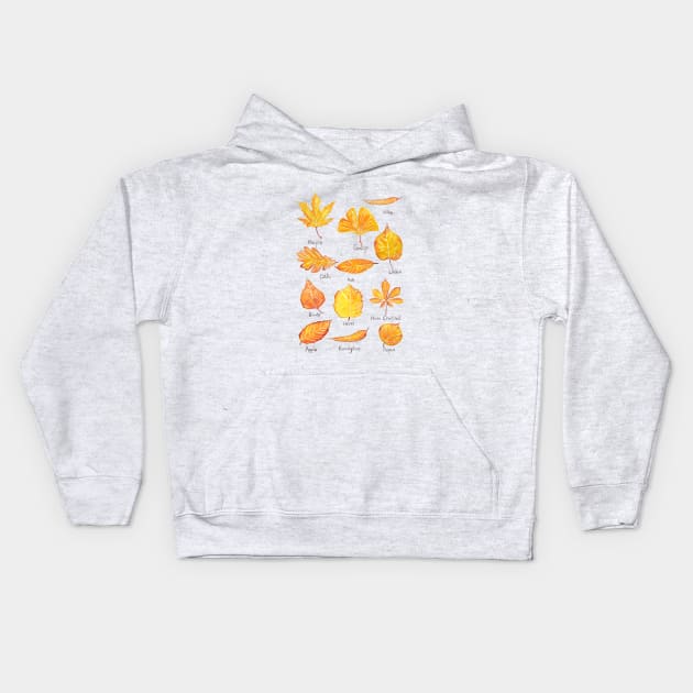 Yellow Autumn leaves collection watercolor Kids Hoodie by colorandcolor